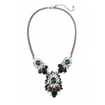 Noir Princess Emerald Marquise Cluster Statement Necklace